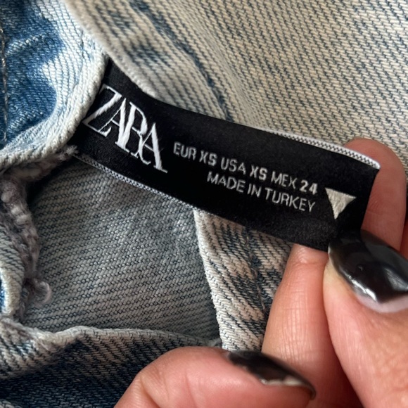 Zara Balloon Sleeve Denim Top Size XS - Picture 6 of 6